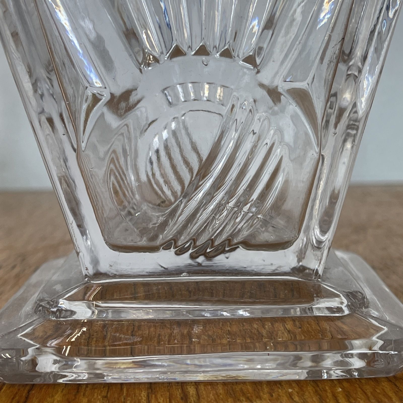 Sowerby Art Deco Vase Square Base Sunburst 18cm Clear Glass Stunning photo Home Decor
