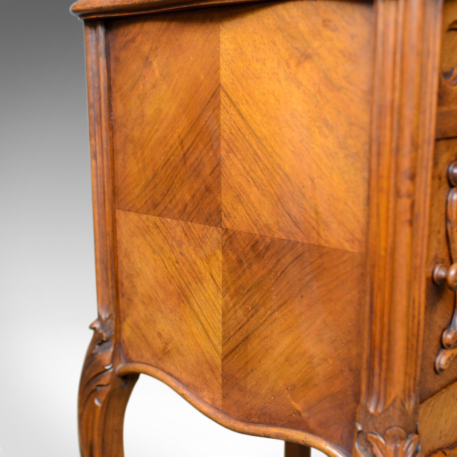 Antique French Bedside Cabinet, Edwardian, Walnut, Marble, Pot Cupboard, C.1910 photo vintage