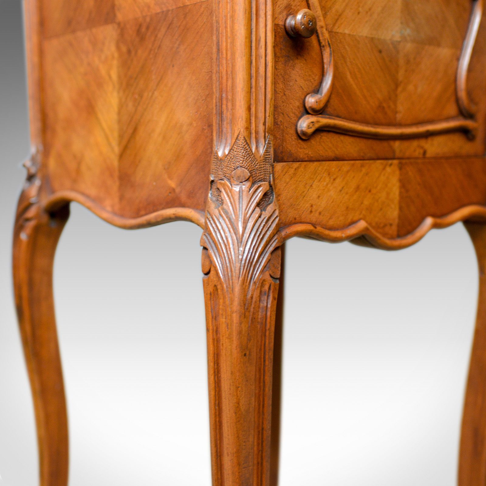 photo for sale Antique French Bedside Cabinet, Edwardian, Walnut, Marble, Pot Cupboard, C.1910