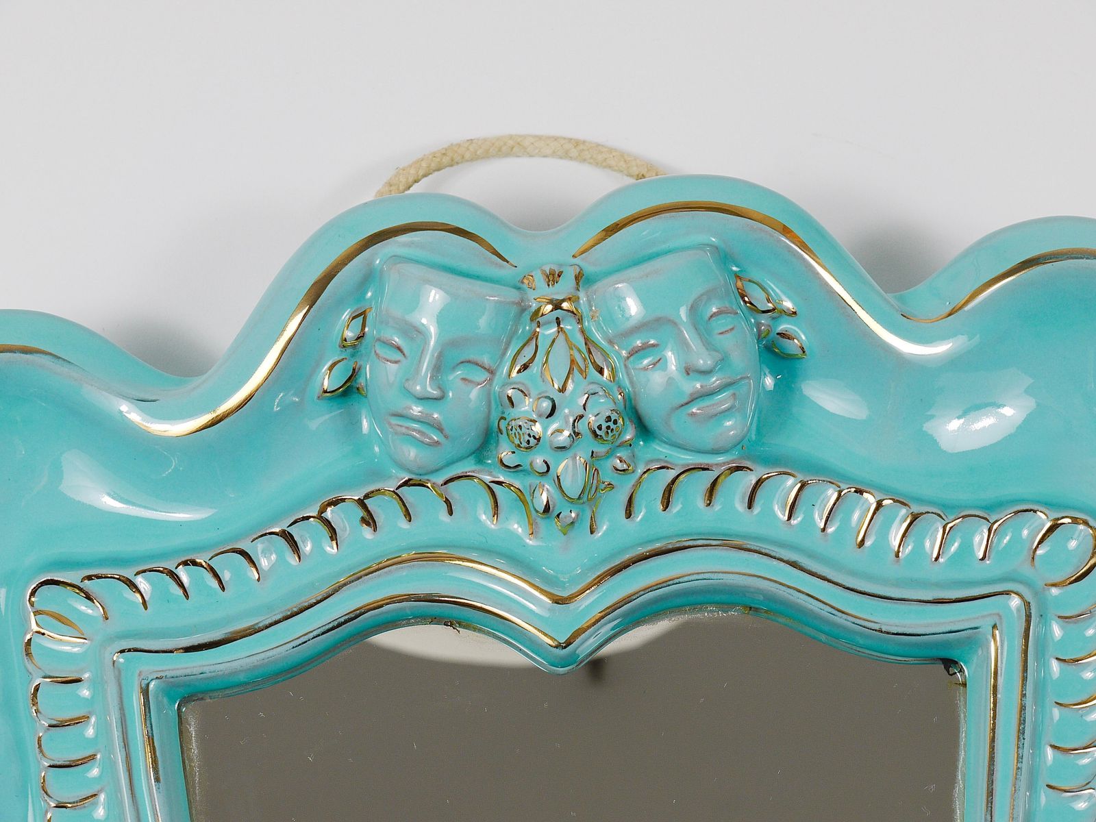 Art Deco Theater Terracotta Wall Mirror By Gmundner Keramik, Austria, 1930s photo vinterior
