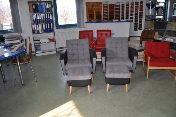 Vintage Armchairs And Ottomans, 1960s, Set Of 4