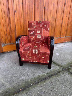 Art Deco Armchair With New Patterned Upholstery, 1930s photo vinterior