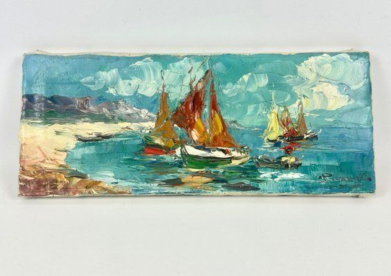 Walter Prescher Van Ed, Ships, Oil On Canvas, 1980s