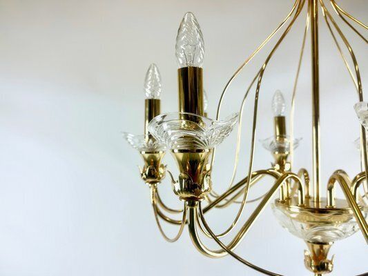 Vintage Crystal And Brass 8 Arm Chandelier, 1980s photo 814.0