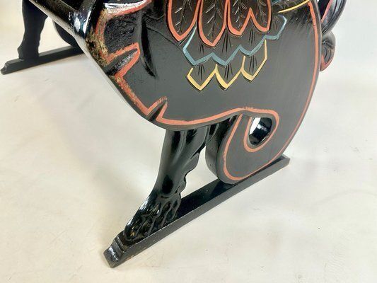 Antique Swedish Carved Hand Painted Lion's Bench, 1900s photo 2354.0