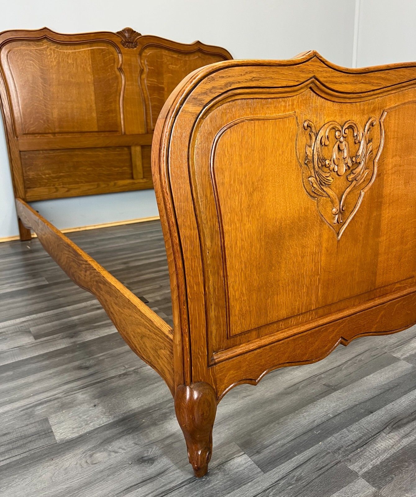 Bed Vintage French Louis XV Double Bed Frame Oak Carved Headboard  Lot 3791 photo buy