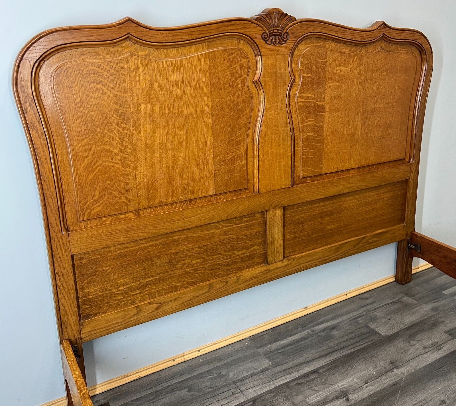 Bed Vintage French Louis XV Double Bed Frame Oak Carved Headboard  Lot 3791 photo vintage