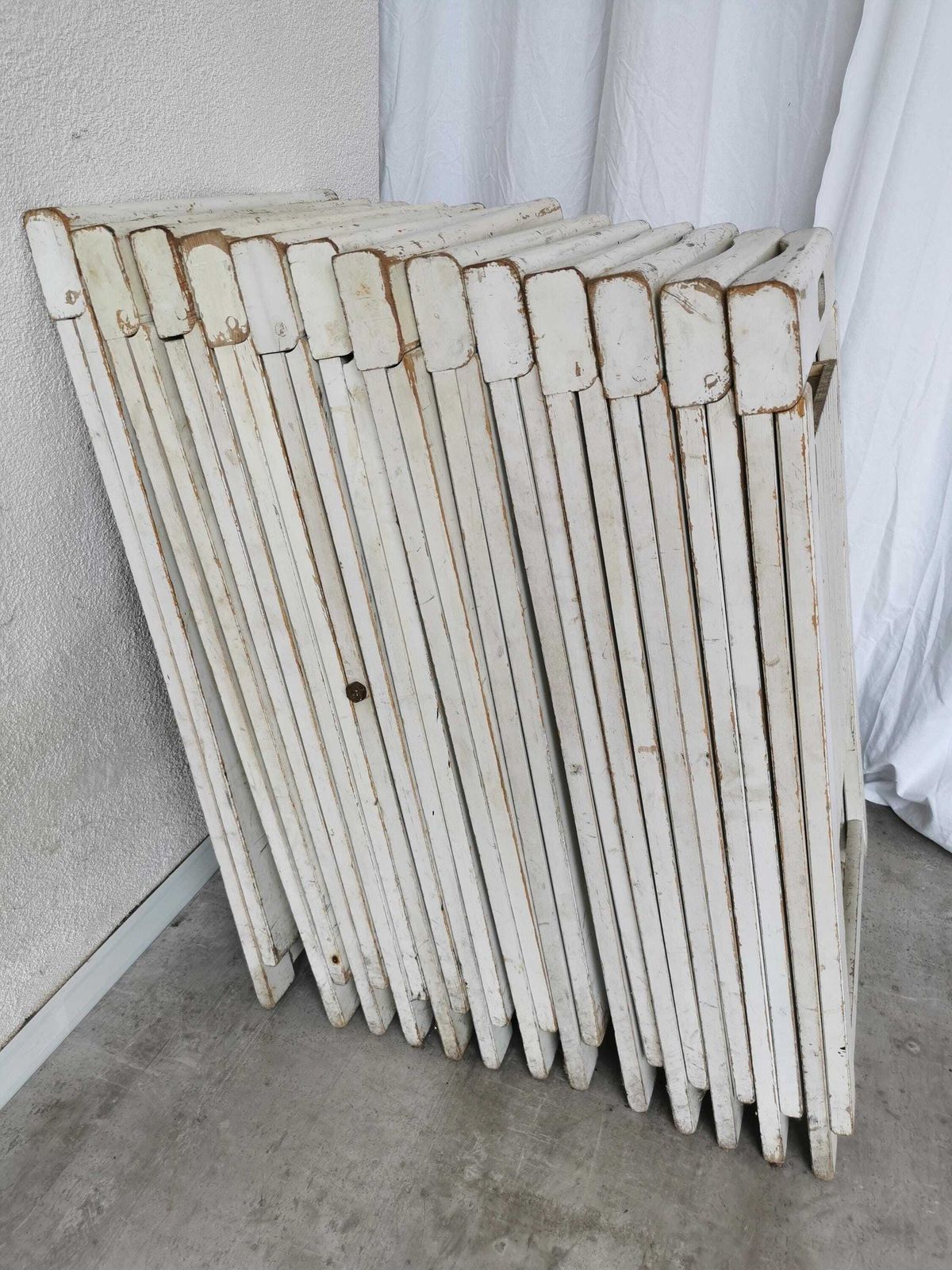 1 Of 14 Vintage Foldable Trieste Chairs By Aldo Jacober / 1970s / Mid Century White Wooden Dining Chair / Outdoor Or Indoor Bar Bistro Chair photo furniture