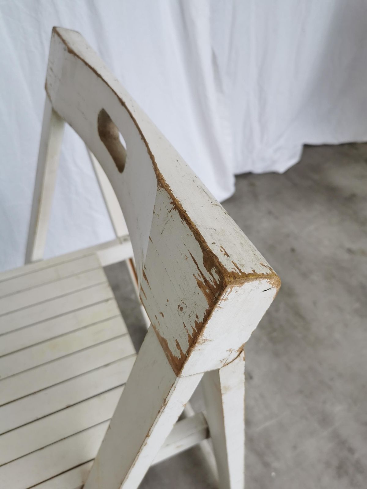 1 Of 14 Vintage Foldable Trieste Chairs By Aldo Jacober / 1970s / Mid Century White Wooden Dining Chair / Outdoor Or Indoor Bar Bistro Chair photo vintage