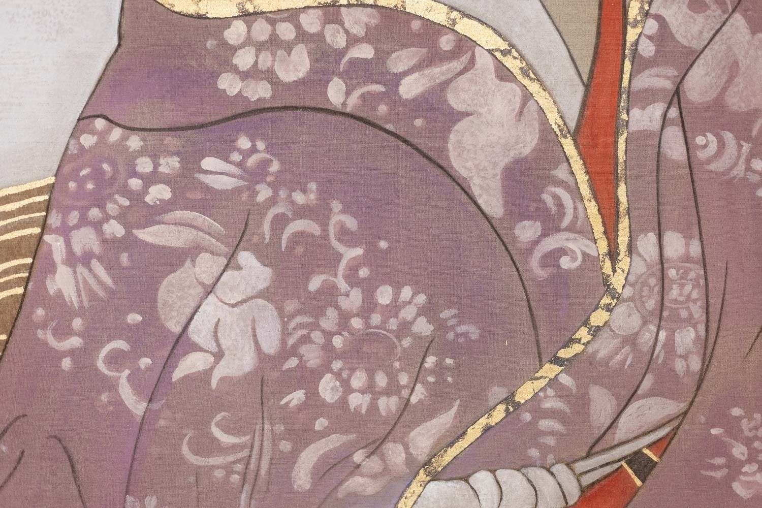 Painted Canvas Representing An Asian Style Character. Contemporary. photo for sale