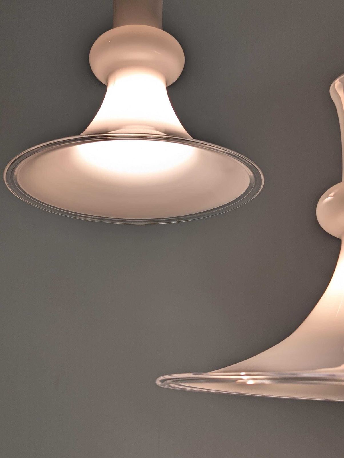 Pair Of Opaline Pendant Lamps By Michael Bang For Royal Copenhagen, 1970s photo 880.0