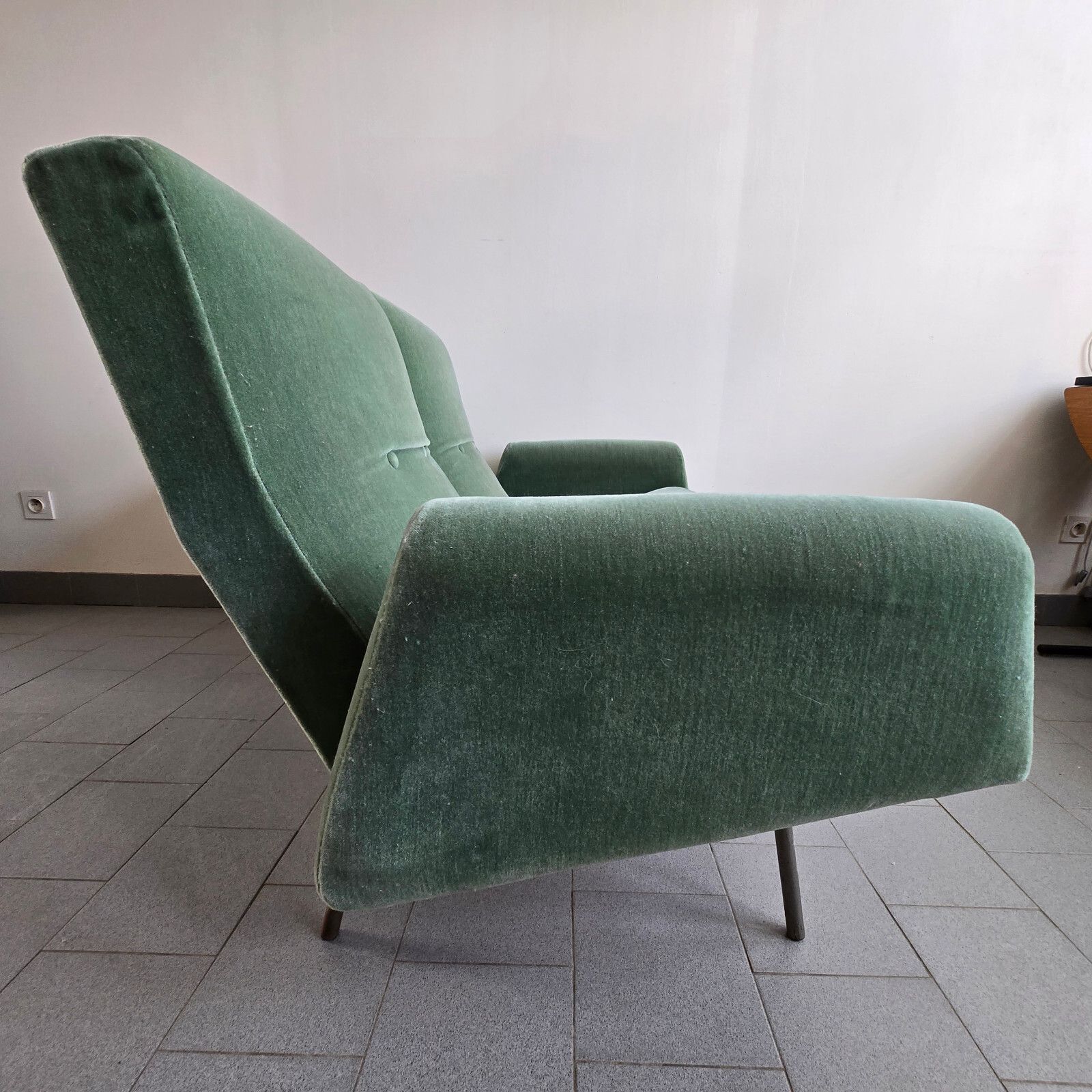 1950 Vintage Louis Paolozzi Velvet 2 Seater Sofa Sofa For Zol 50s photo vinterior