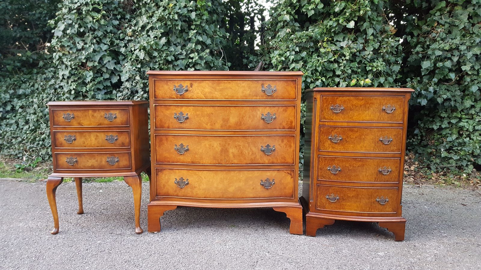 Burr Walnut Serpentine Front Chest Of 4 Drawers photo for sale