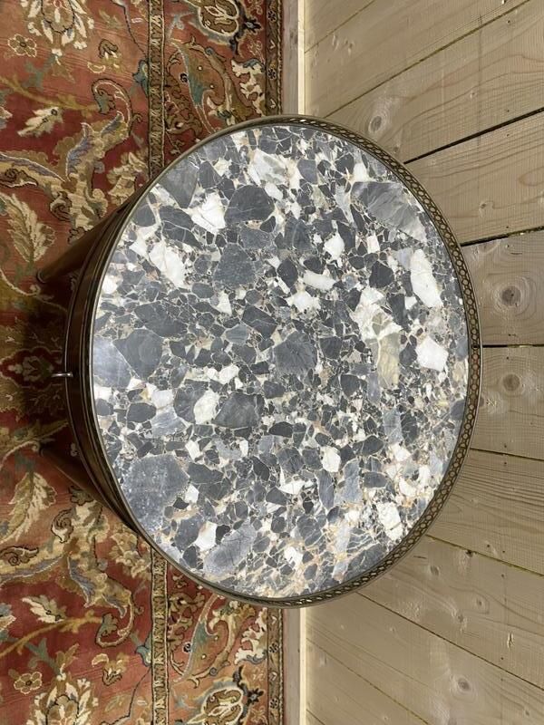 Table Bouillotte De Style Louis XVI En Marqueteriie Et Marbre photo furniture