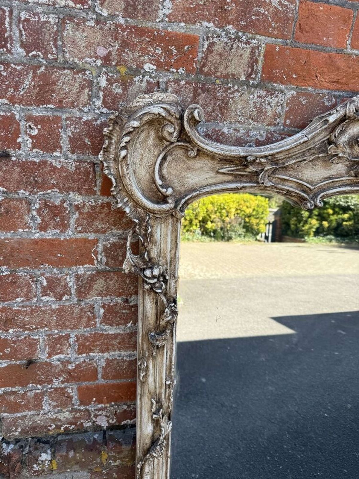 A Fabulous Large Antique English 19th Century Carved Wood & Gesso Distressed Painted Overm photo furniture