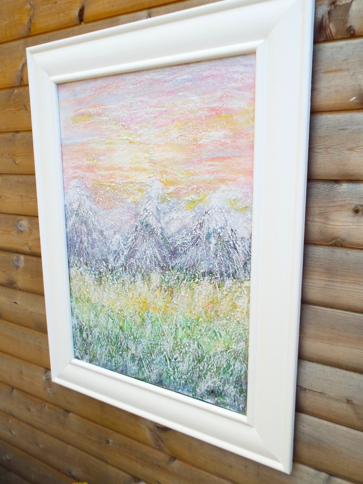 Large Abstract Mountain Landscape Snow Scene Painting Framed  Andi J Lucas photo for sale