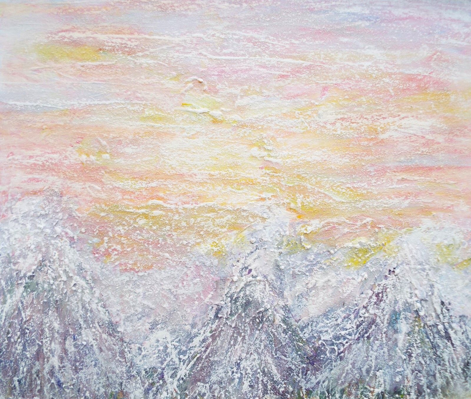 Large Abstract Mountain Landscape Snow Scene Painting Framed  Andi J Lucas photo buy