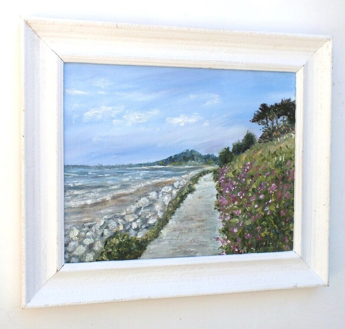 Beach Seaside Seascape Floral Original Oil Painting Signed Framed Andi J Lucas photo 285.0