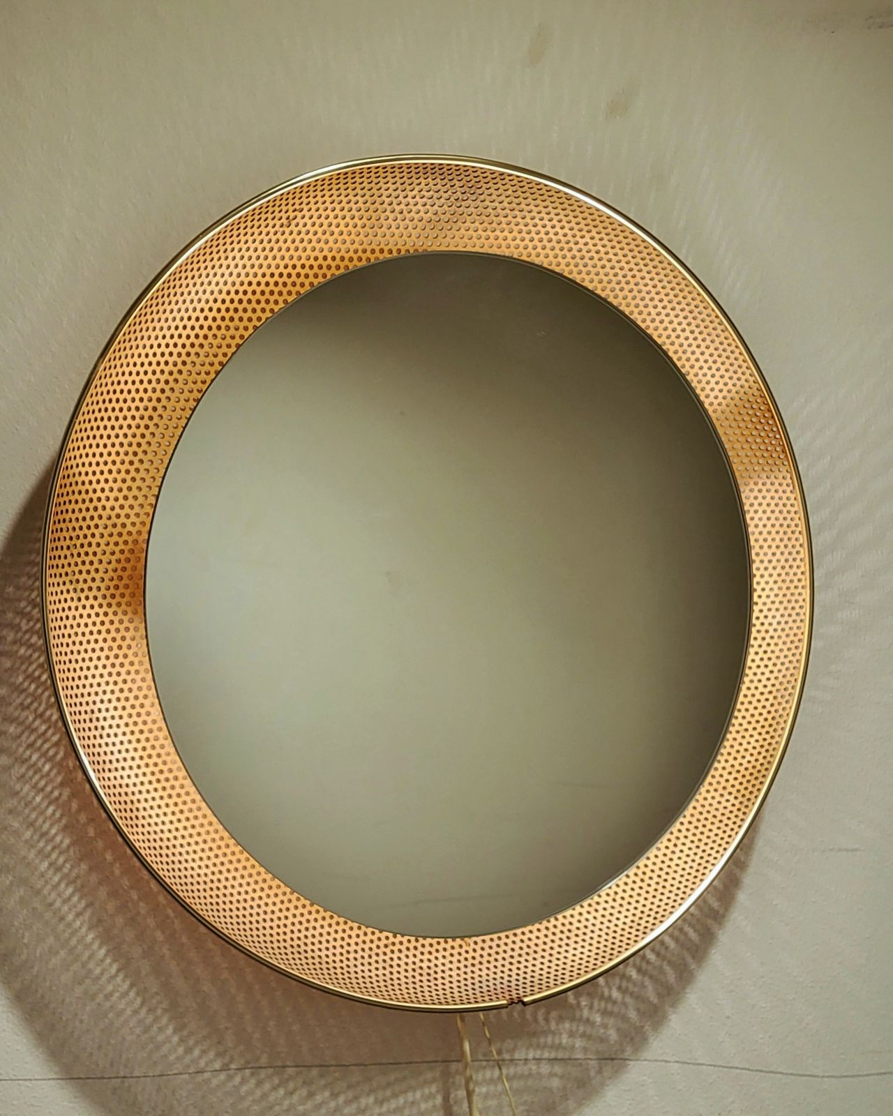 Mid Century Gold Perforated Backlit Mirror By Floris Fiedeldij, 1950s