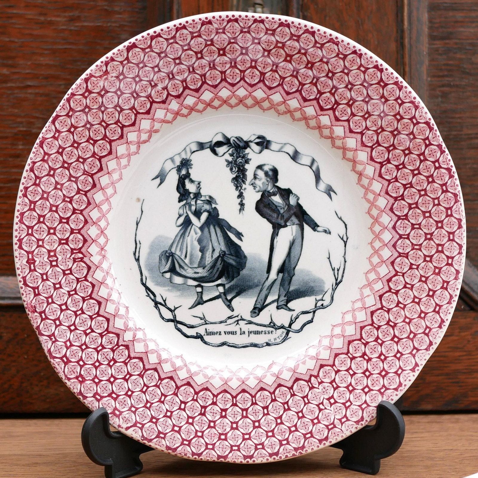 Hautin Boulenger Antique French Red Talking Plates Questions And Answers Produced During The Late 1800s Collectable And Decorative Plates photo buy