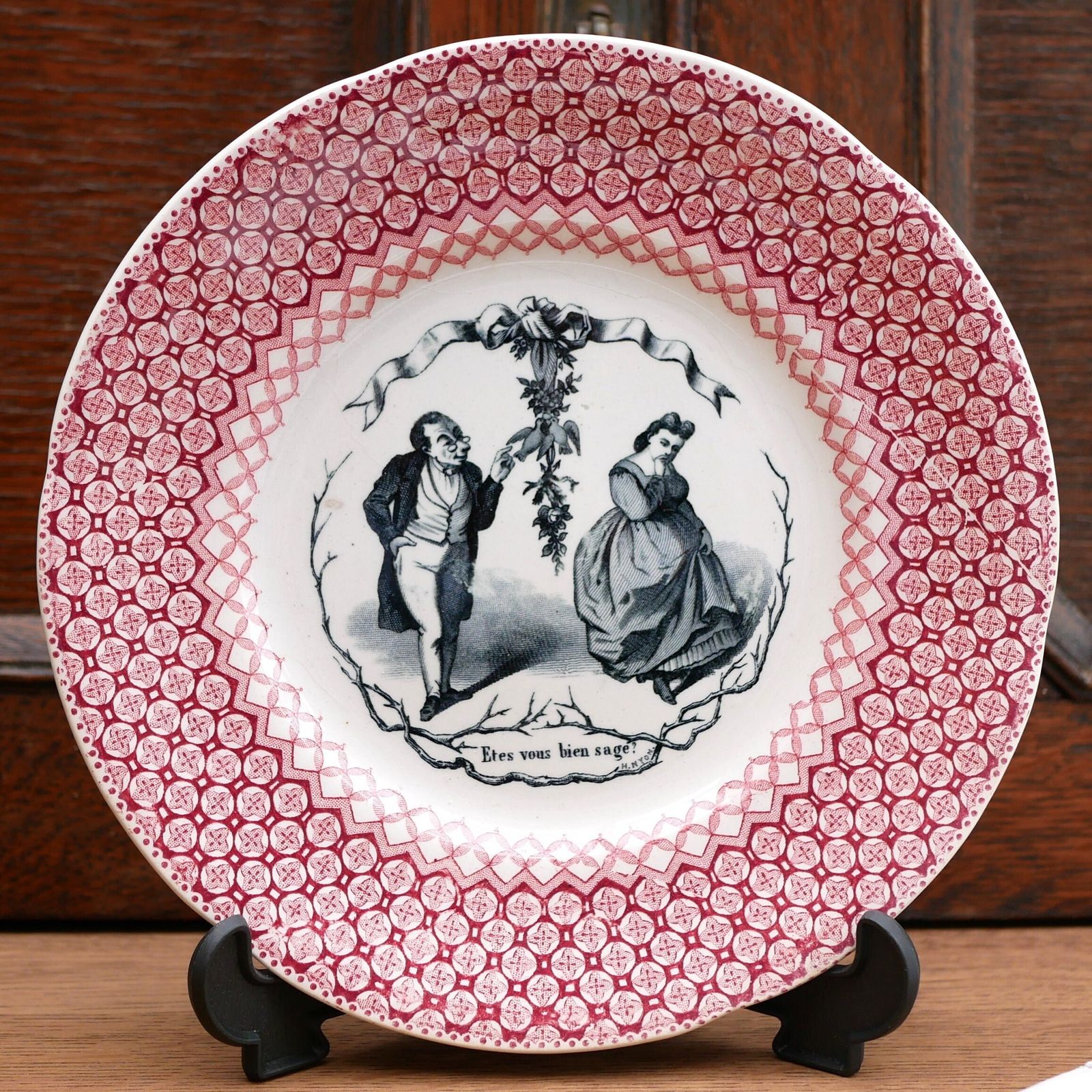 photo furniture Hautin Boulenger Antique French Red Talking Plates Questions And Answers Produced During The Late 1800s Collectable And Decorative Plates