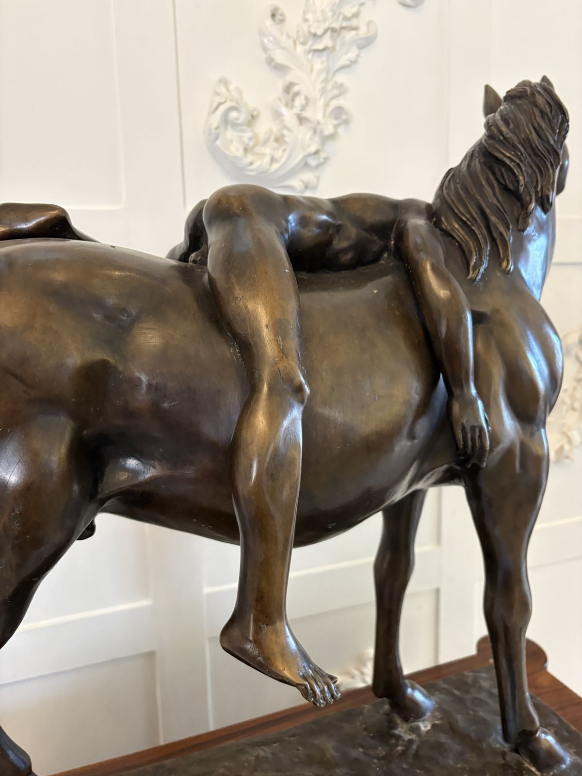 Large Antique Bronze Study Of A Nude Male On Horseback photo furniture