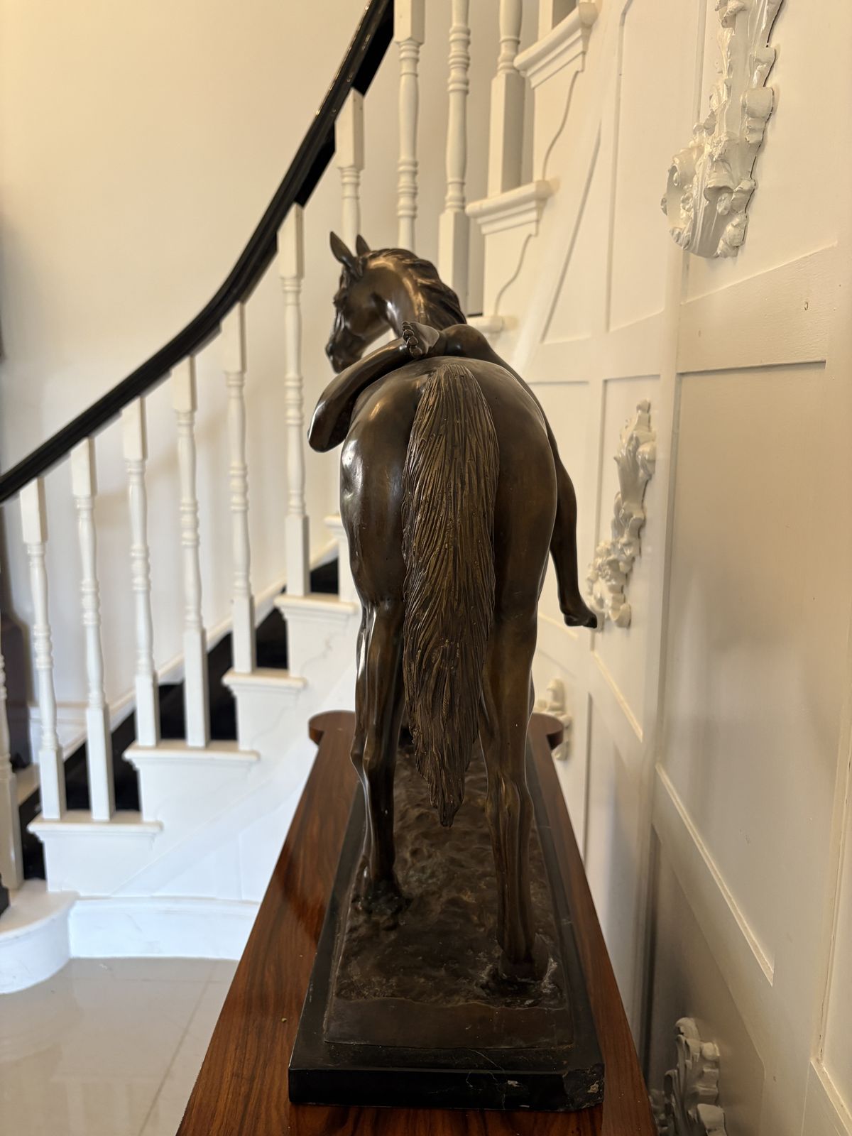 photo buy Large Antique Bronze Study Of A Nude Male On Horseback
