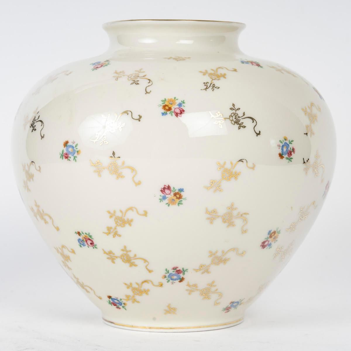 German Porcelain Boulle Vase, 20th Century. photo furniture