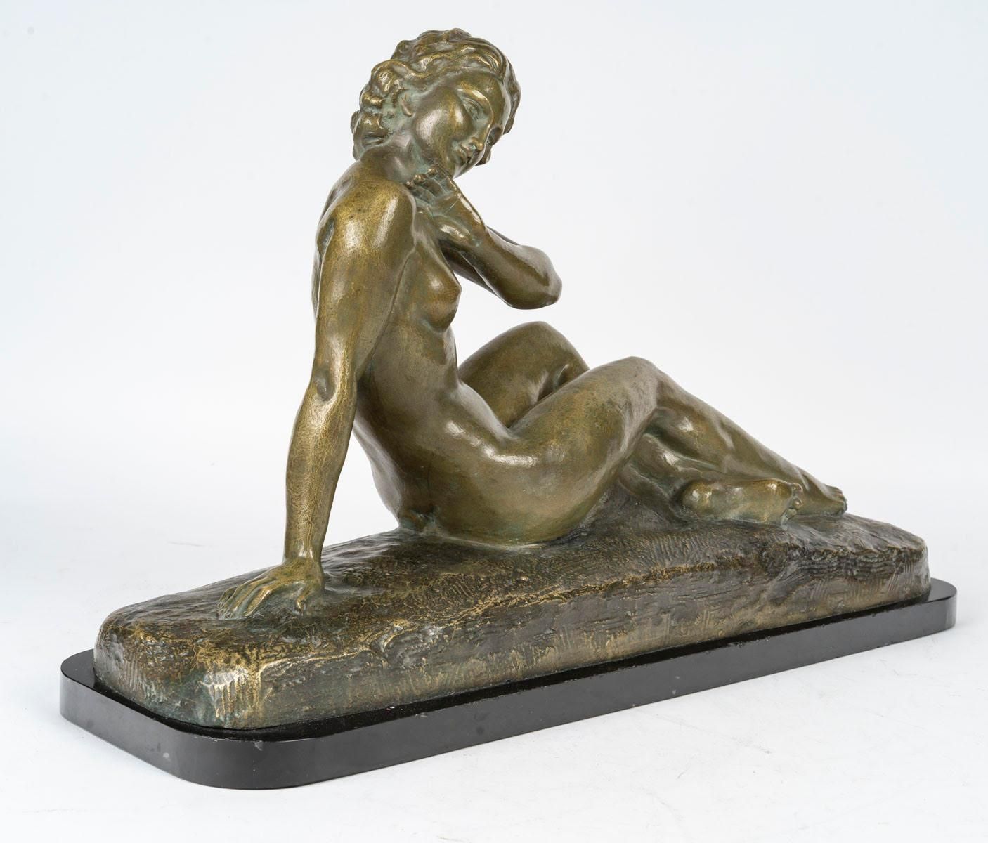 Bronze Sculpture Of A Nude Woman, Signed Cipriani, Early 20th Century. photo furniture
