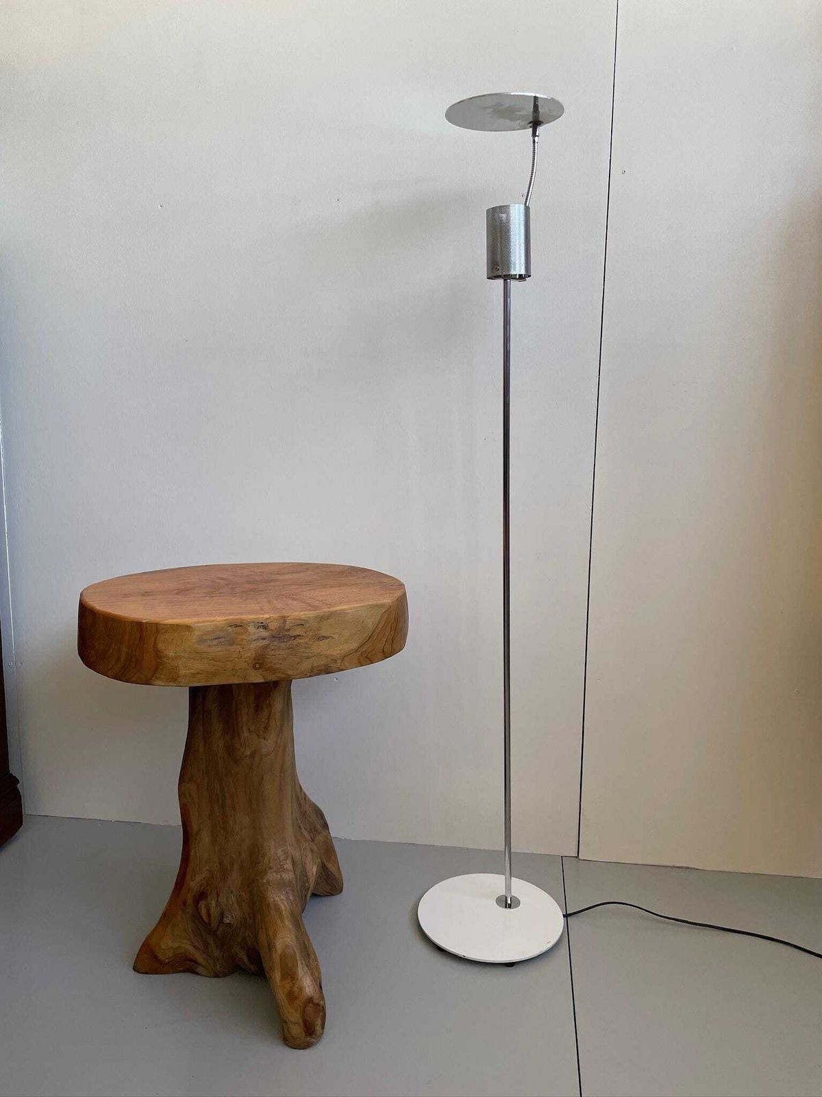 Vintage Metal French Adjustable Mid Height Floor Lamp By Lux Model No.18 Postmodern