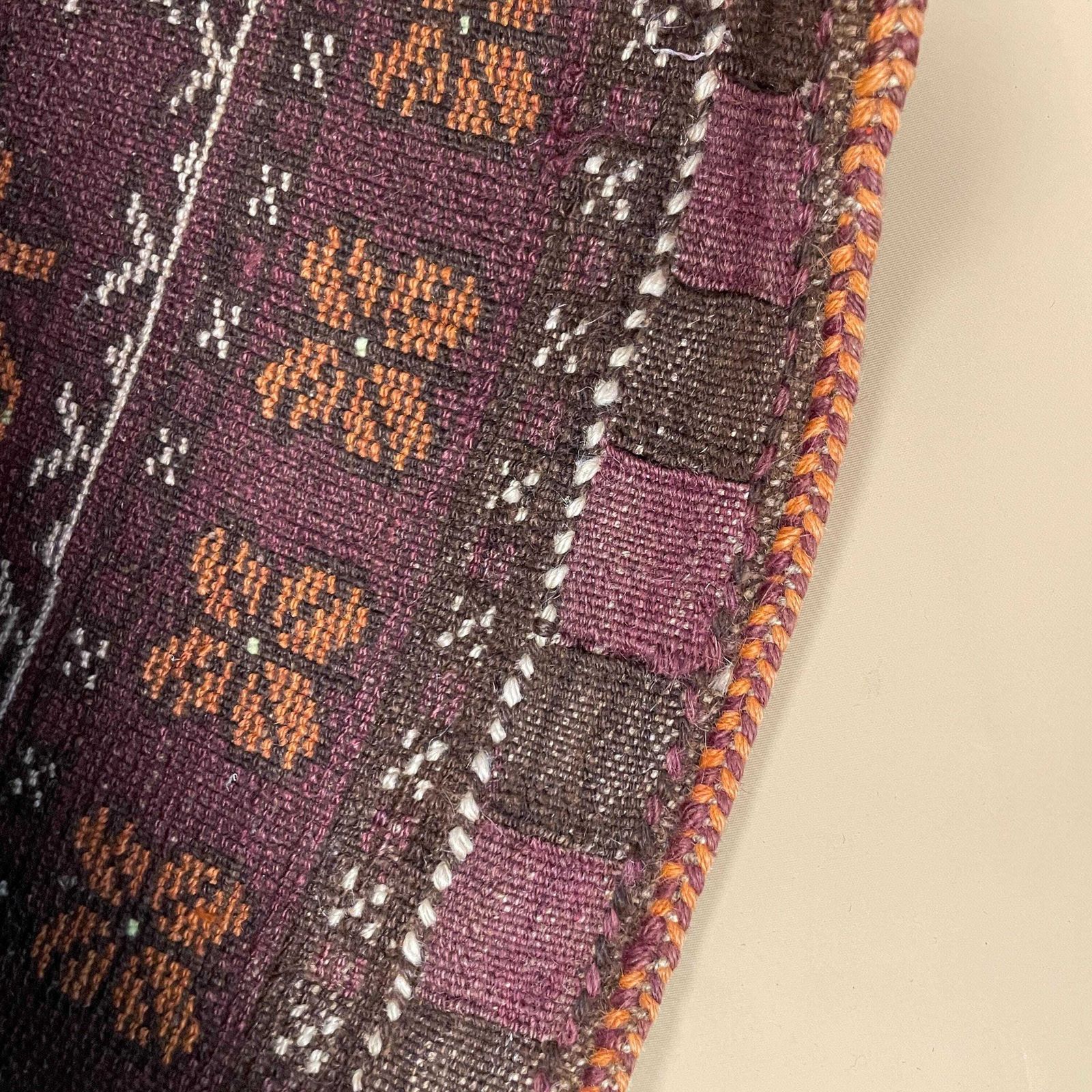 photo for sale Antique Kilim Cushion Moroccan Rug Carpet Bolster Pillow Handwoven Handmade Woven Traditional Mat Fabric 49x59cm Scatter Vintage Old