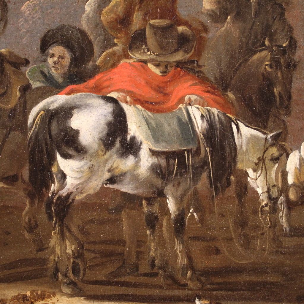 photo vintage Flemish Painting From The 17th Century, Hunting Scene
