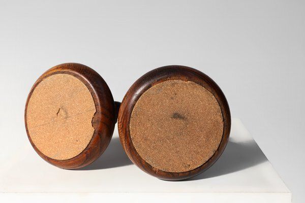 Home Decor French Barley Twist Candlesticks In Wood With Silver Plated Bobeches, 1850, Set Of 2 photo