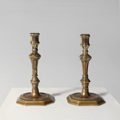 Antique French Copper Candleholders, 1800, Set Of 2