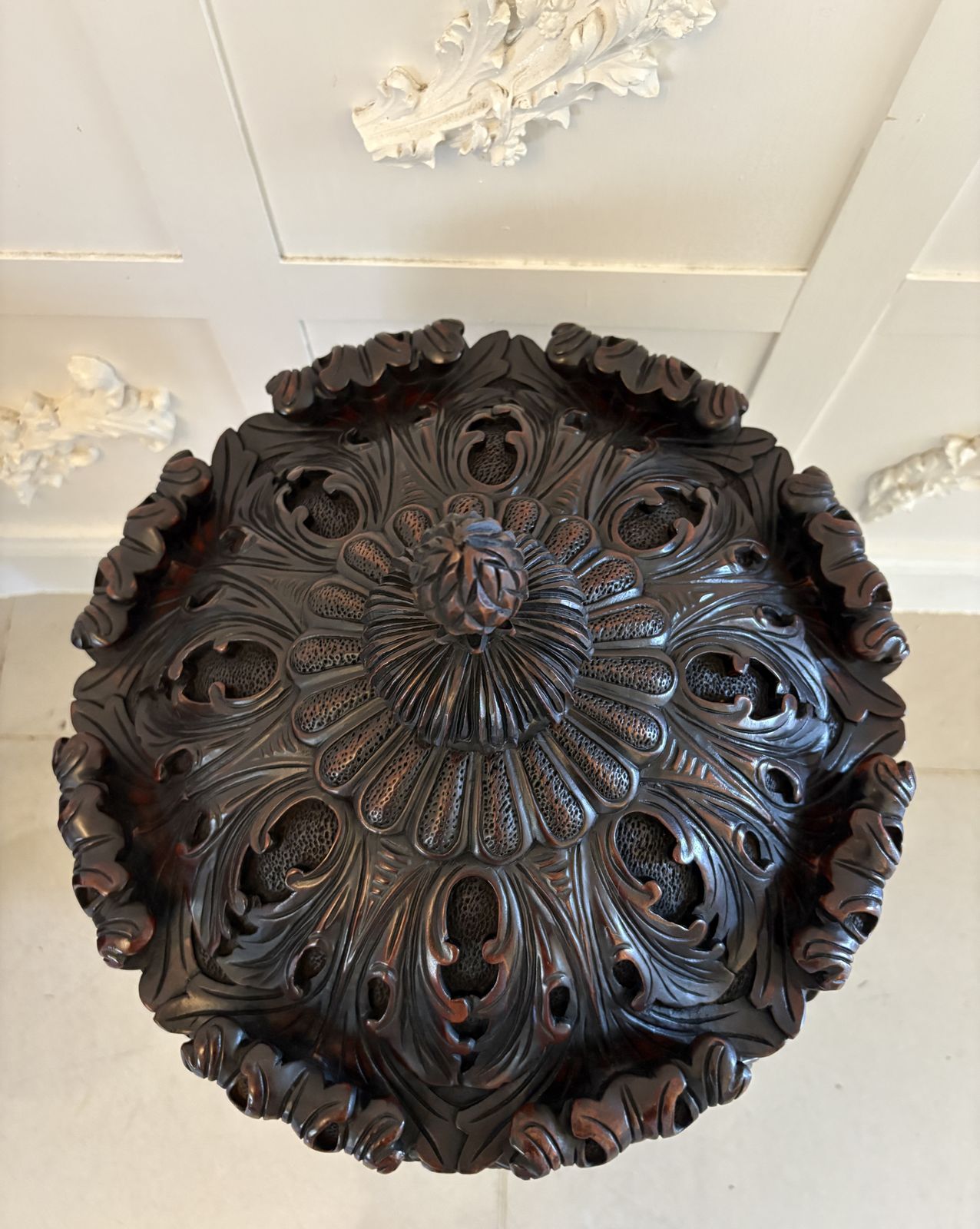 Large Magnificent Antique Pair Of Carved Mahogany Urns photo for sale