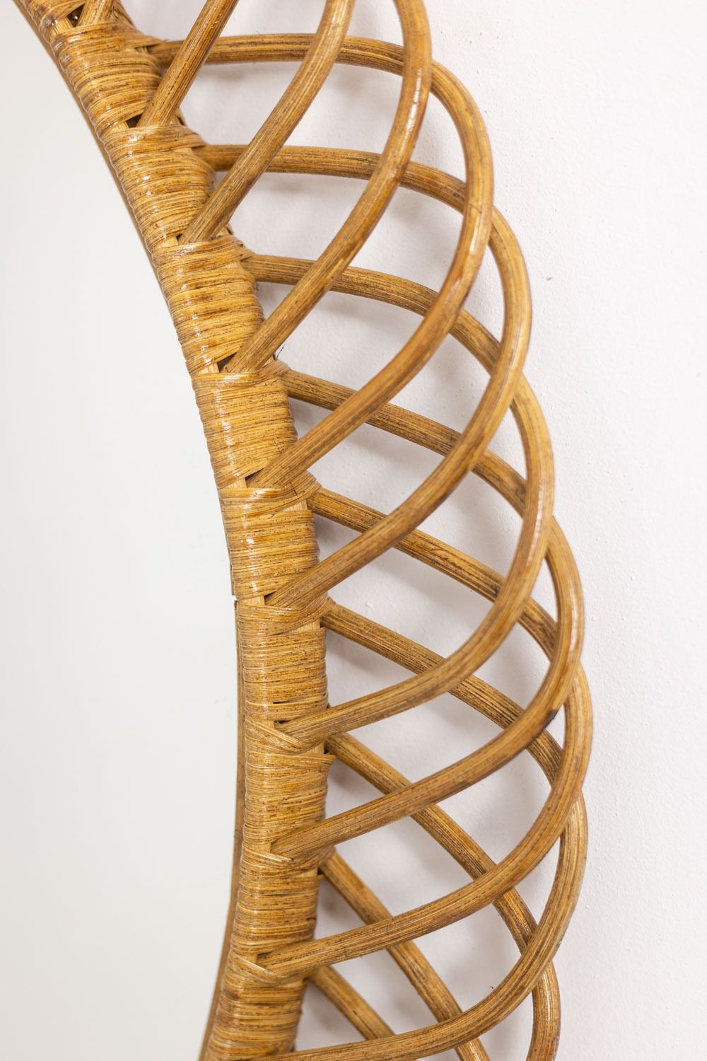 Pair Of Round Rattan Mirrors With Interlacing. 1980s. photo furniture