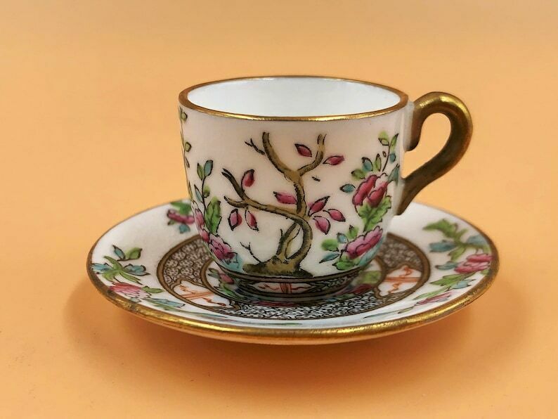 Antique Coalport China Indian Tree Miniature Cabinet Tea Cup And Saucer. Duo.   Free Uk Post. photo Home Decor