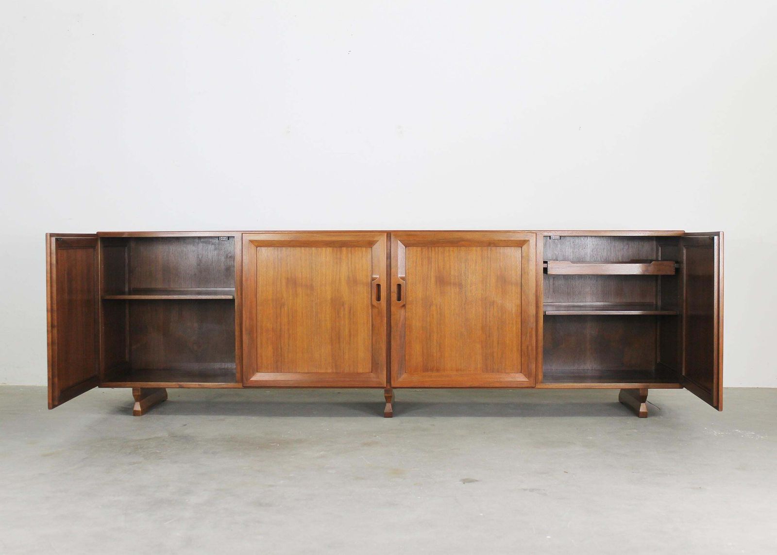 Franco Albini Mb15 Large Sideboard With Four Doors Panels In Wood By Poggi 1950s photo Furniture