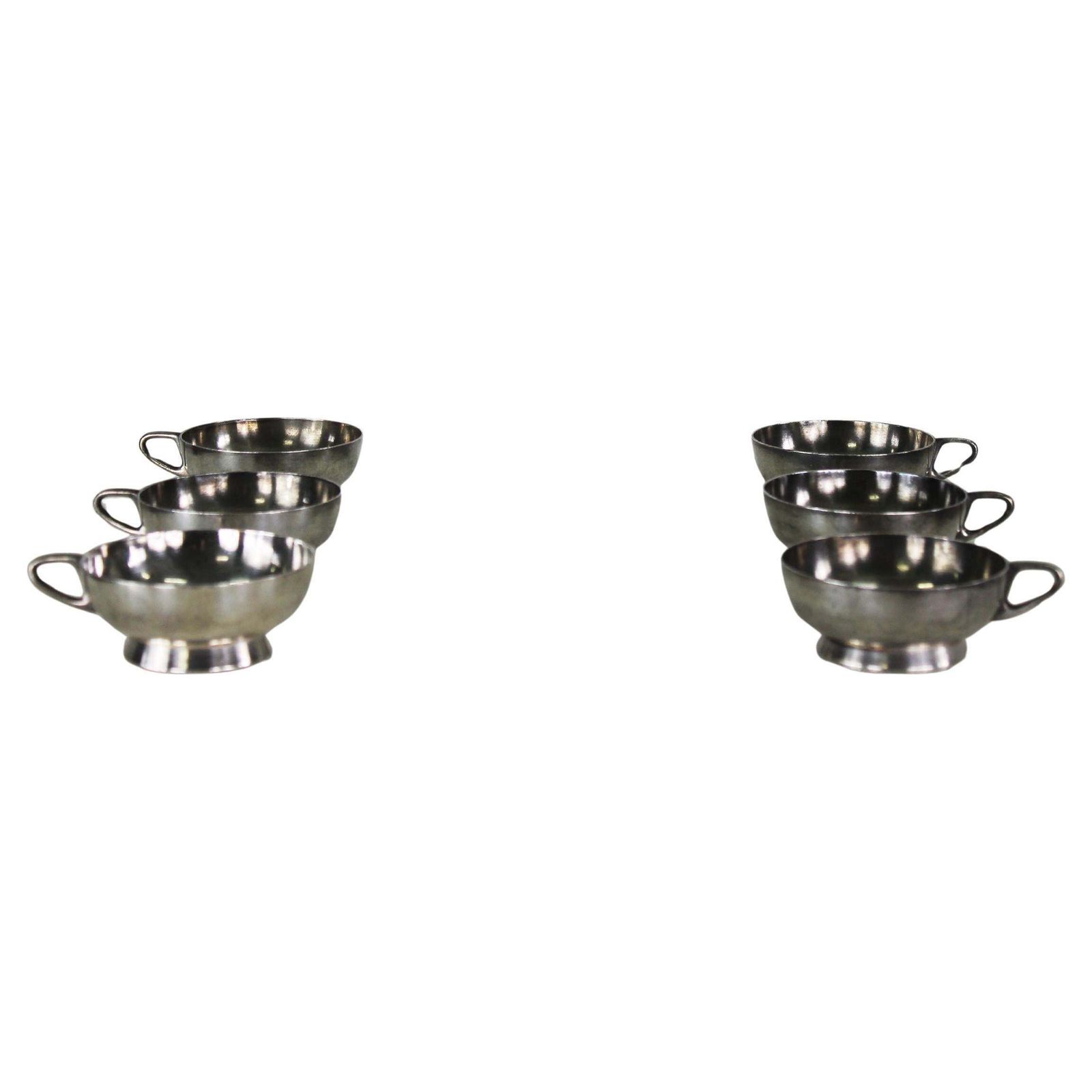 Gio Ponti Set Of Six Cups In Silver Alpacca For Fratelli Calderoni 1950
