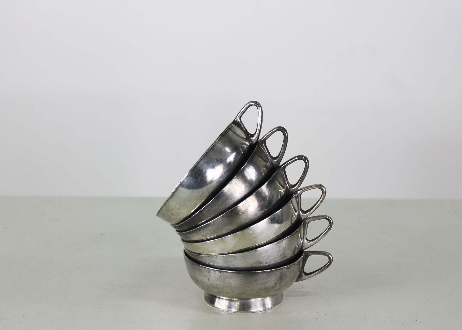 Gio Ponti Set Of Six Cups In Silver Alpacca For Fratelli Calderoni 1950 photo Home Decor