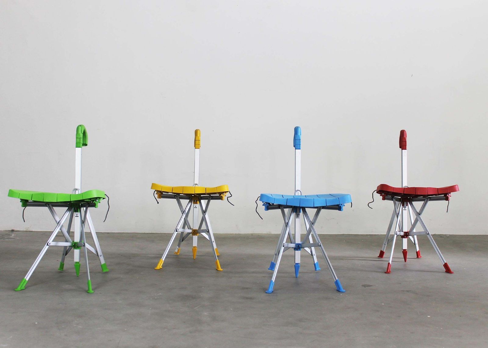 Gaetano Pesce Set Of Four Multicoloured Umbrella Chairs By Zerodisegno 1990s photo furniture