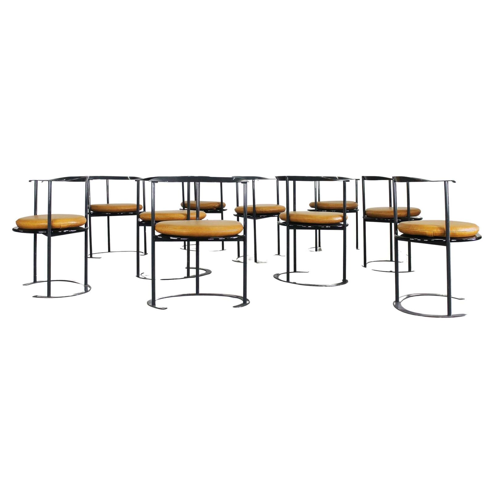 Luigi Caccia Dominioni Set Of Ten Catilina Chairs With Leather Cushions Azucena