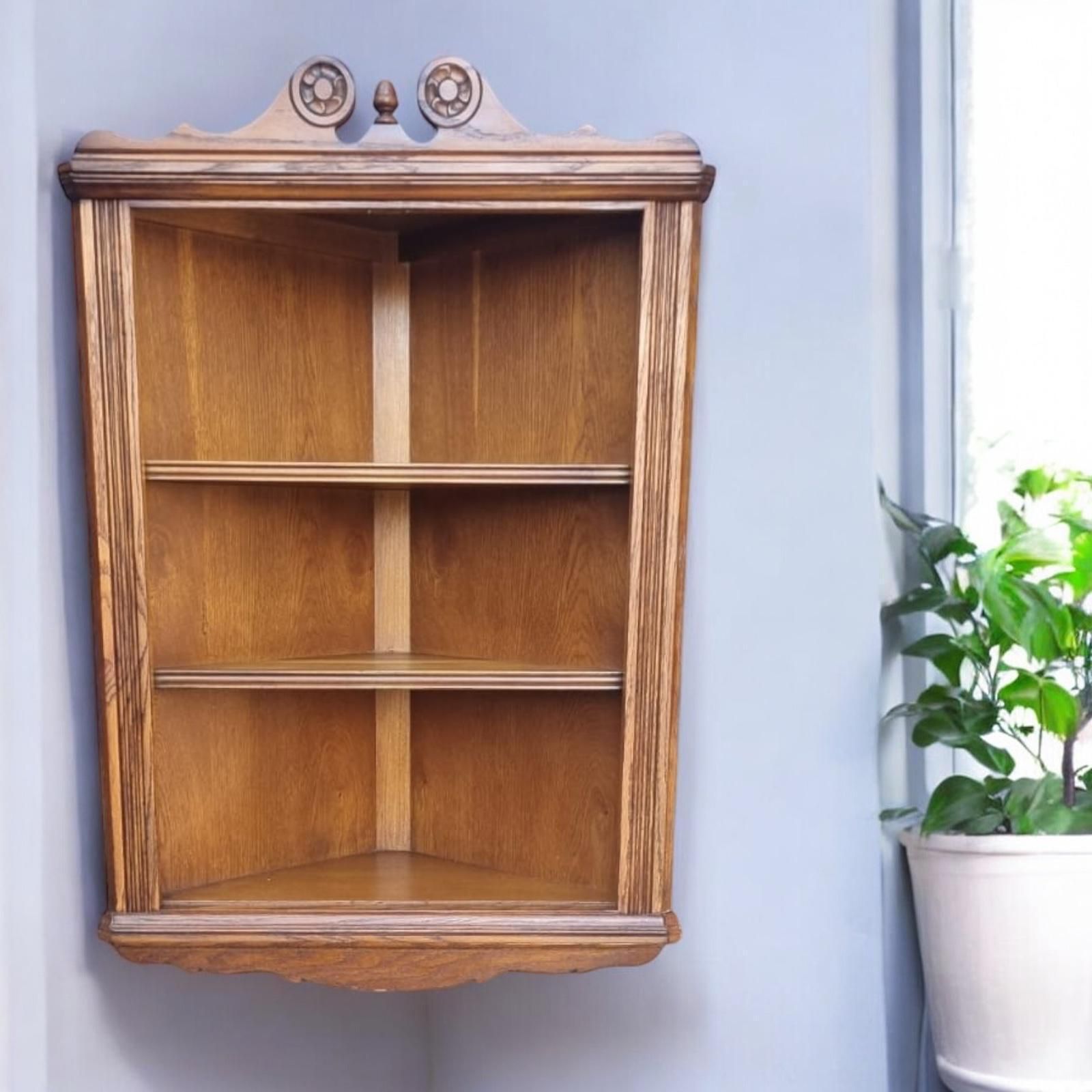 Vintage Old Charm Wood Bros Open Hanging Corner Cabinet / Open Drink Cabinet / C1960 photo for sale