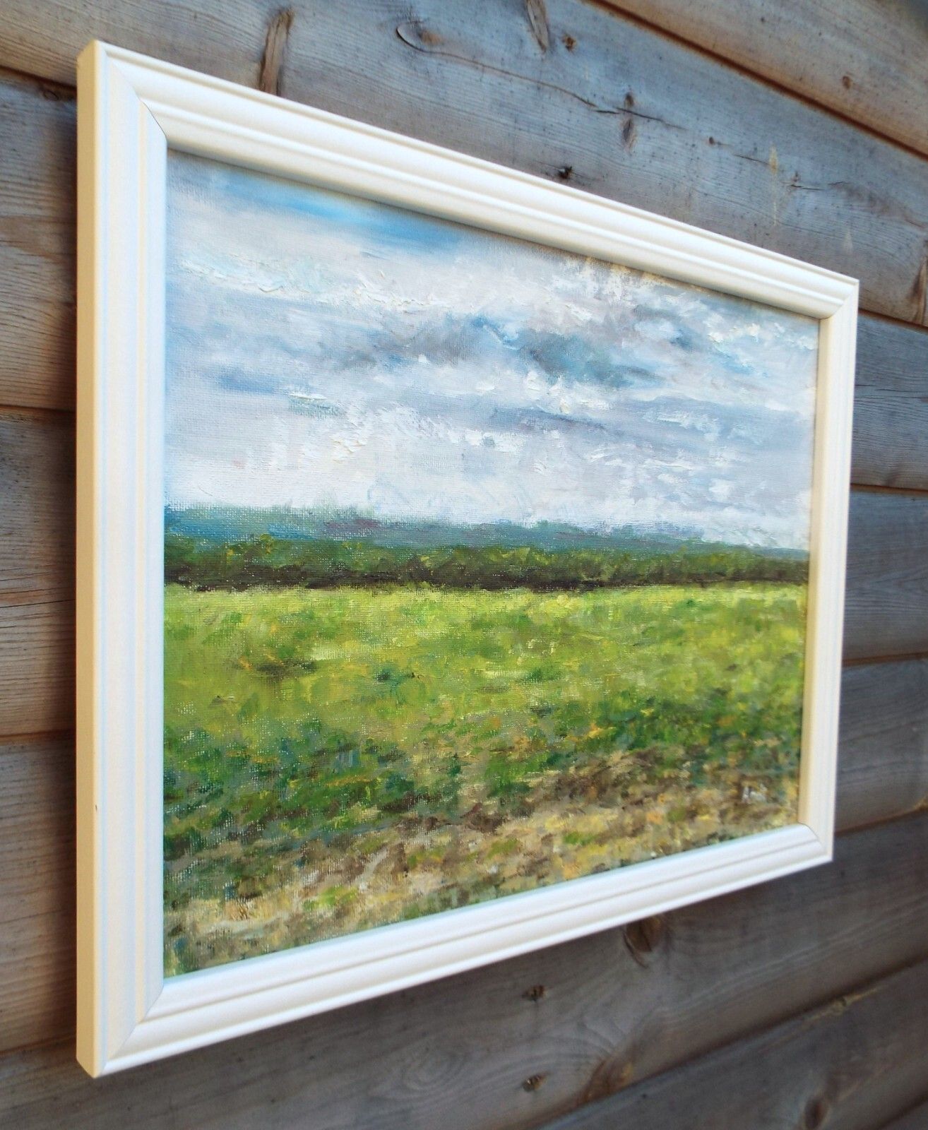 Green Summer Field Landscape Farm Original Oil Painting Signed Framed Andi Lucas photo buy