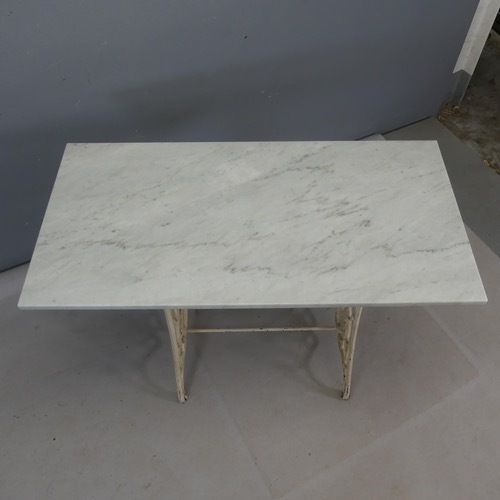 Marble Topped Garden Table On Cast Iron Frame photo for sale