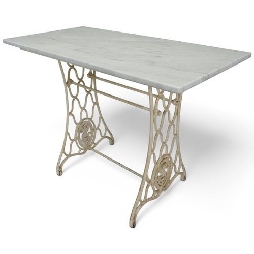 Marble Topped Garden Table On Cast Iron Frame