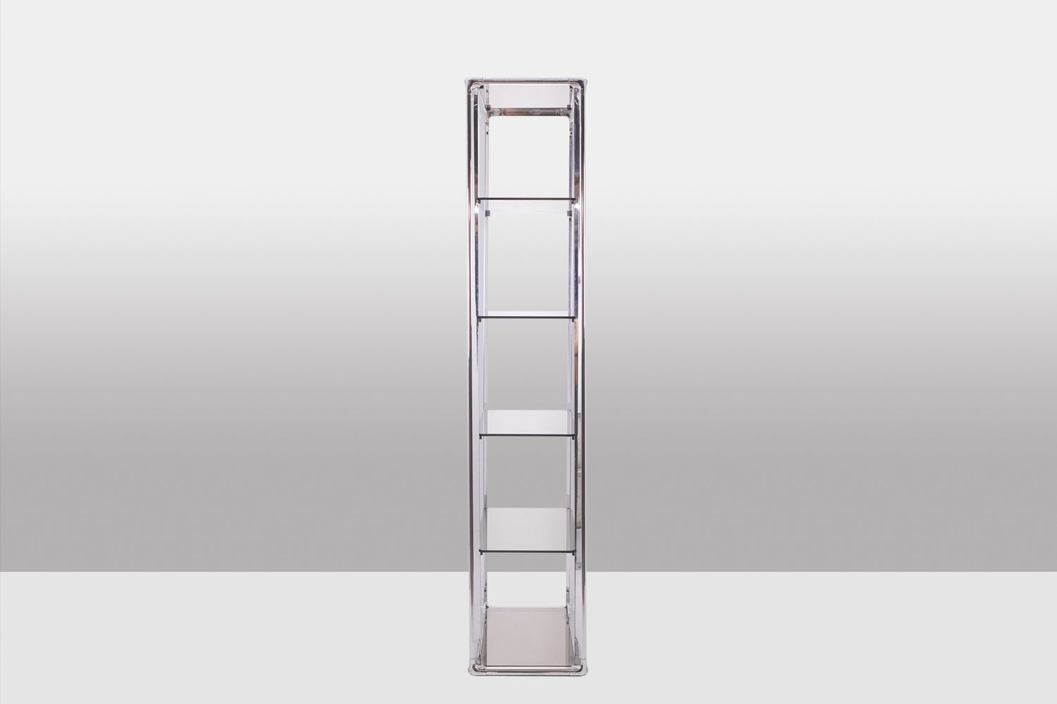 Pair Of Shelves With 6 Shelves, Chromed Metal Frame. 1970s. photo Furniture
