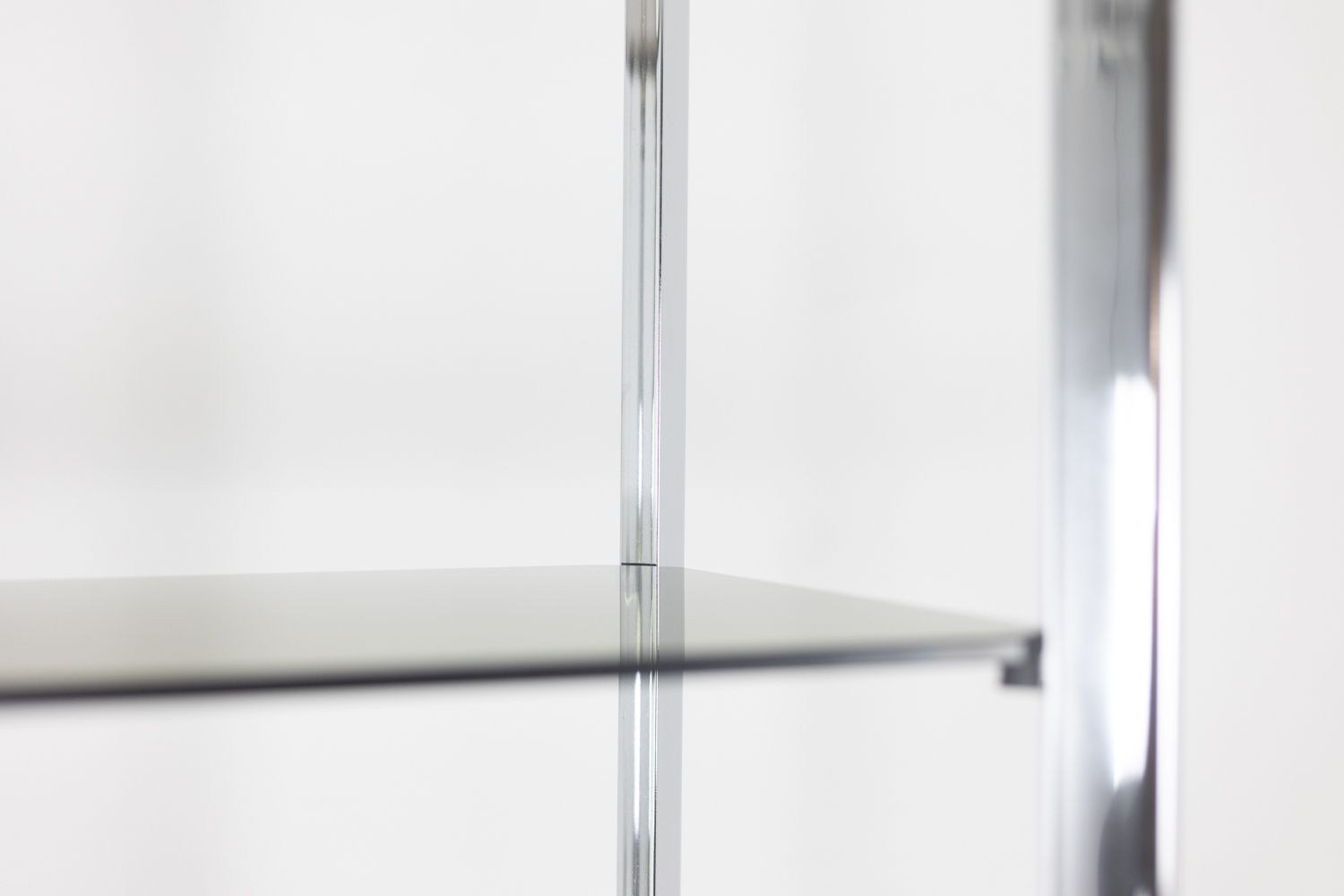 photo vinterior Pair Of Shelves With 6 Shelves, Chromed Metal Frame. 1970s.