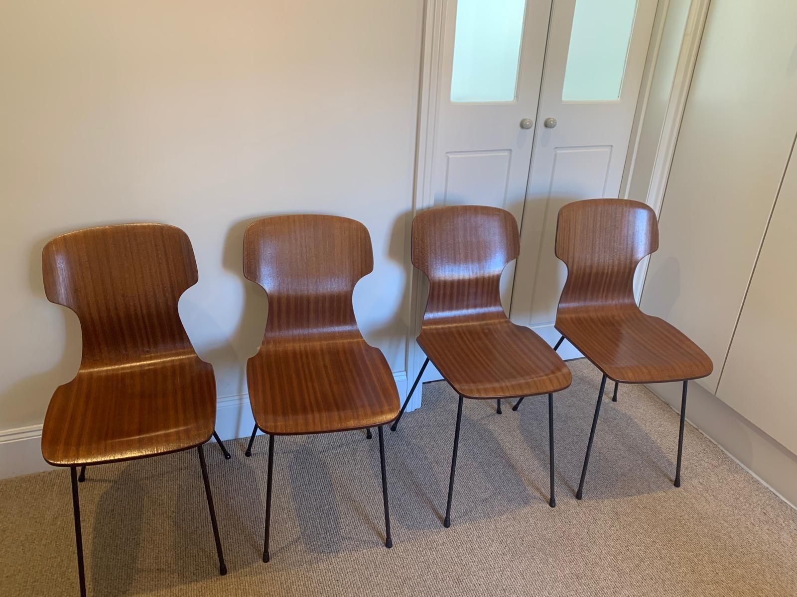 Ant Style Mid Century Dining Chairs By Carlo Ratti (Set Of 4)