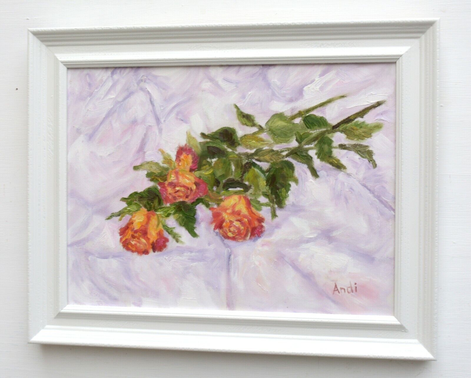 Roses Floral Still Life Oil Painting Signed Framed Original  Andi J Lucas photo Art